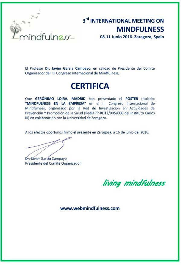 Sobre mí Congreso Internacional de Zaragoza 2016 Certificado Oficial de presentacion de Poster Gero Loira