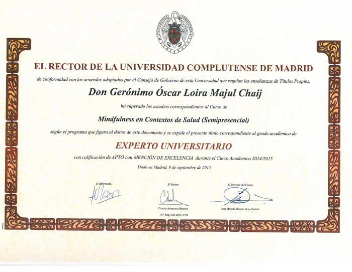 Sobre mí Diploma Experto en Mindfulness en Contextos de la Salud UCM 1