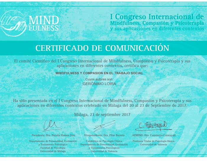 Sobre mí certificado de disertacion en el Congreso Gero Loira